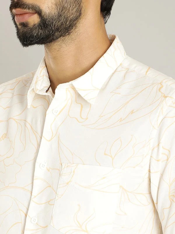 Indian Terrain Men All Over Print White Shirt